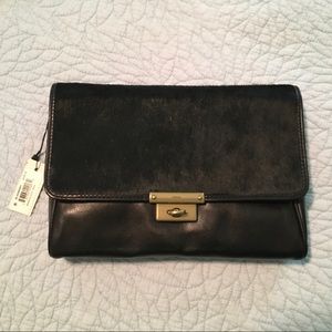 NWT Fossil Memoir Black Clutch Wristlet